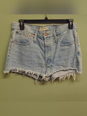 Madewell Light Wash Relaxed Denim Cut Off Shorts Size 30 Womens